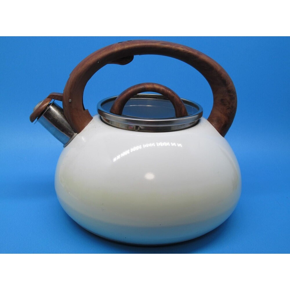 BRANDANI ITALIAN Enamel Ombre 3.0 Qt. Whistling Kettle Faux Wood Handle